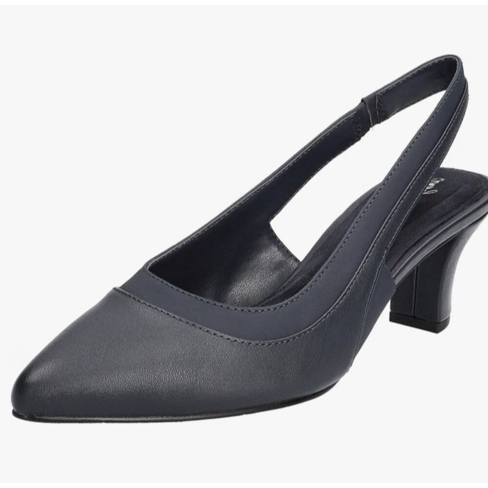 NWT Easy Street Women's Dessa Slingback Pump Heel Wide Navy Sz 6.5W